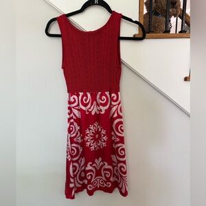 Bebe Red and White silk and knit Sleeveless Dress